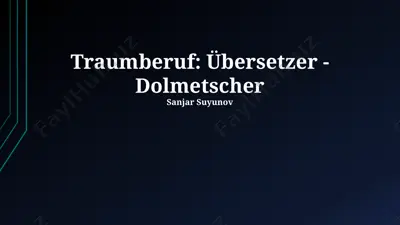traumjob: übersetzer – dolmetscher — PPTX