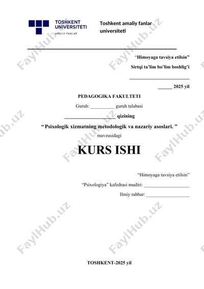 psixologik xizmatning metodologik va nazariy asoslari — DOCX