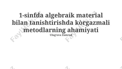 1-sinfda algebraik material bilan tanishtirishda ko‘rgazmali metodlarning ahamiyati — PPTX