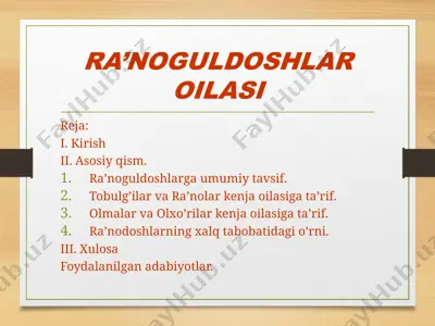 ra’noguldoshlar oilasi — PPTX
