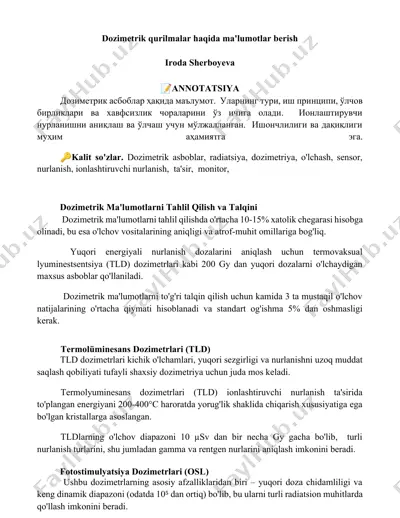 dozimetrik qurilmalar — DOCX