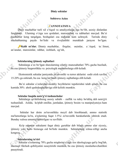 diniy sektalar — DOCX