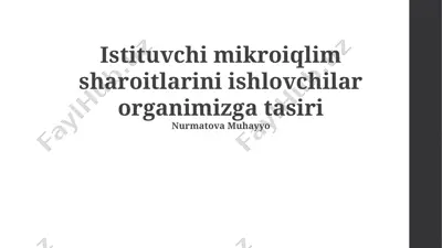 ish joyining mikroiqlim sharoitlarining inson tanasiga ta'siri — PPTX