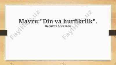din va hurfikrlik — PPTX