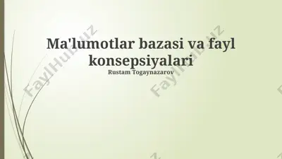 ma'lumotlar bazasi va fayl konsepsiyalari — PPTX