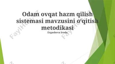 odam ovqat hazm qilish sistemasi mavzusini oʻqitish metodikasi — PPTX