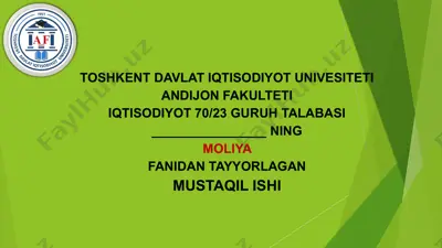 moliyaviy hisobotlarda moliyaviy koeffitsientlardan foydalanish — PPTX