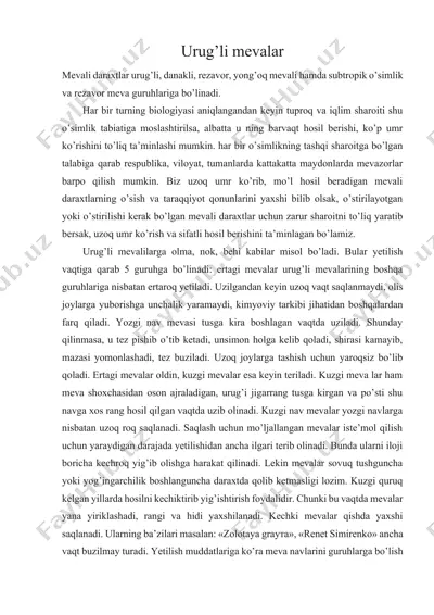 urug’li mevalar — DOCX