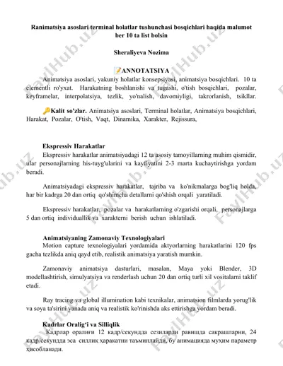 animatsiya asoslari va terminal holatlar tushunchasi — DOCX