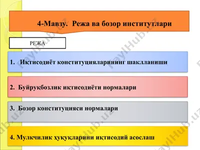 reja va bozor institutlari — PPT