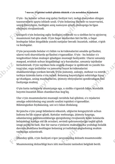 didaktik o‘yin metodidan foydalanish orqali katta maktabgacha yoshdagi bolalarni o‘qitish — DOCX