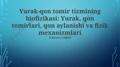 yurak-qon tomir tizmining biofizikasi — PPTX