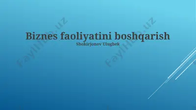biznes faoliyatini boshqarish — PPTX