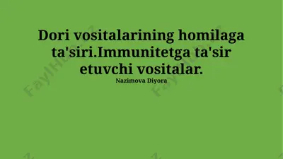 immunomodulyator dorilar va biologik preparatlar — PPTX
