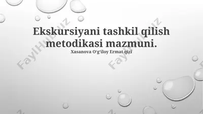 ekskursiyani tashkil qilish metodikasi — PPTX