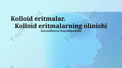 kolloid eritmalar — PPTX