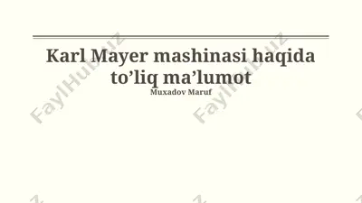 karl mayer to'qishga tayyorgarlik va warp to'qish mashinalari — PPTX