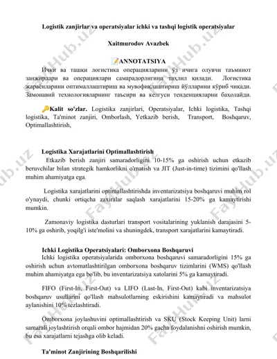 logistik zanjirlar va operatsiyalar — DOCX