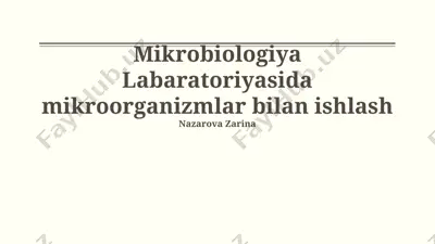 mikrobiologiya laboratoriya ishlari uchun qo‘llanma — PPTX