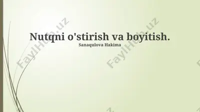 nutqni o'stirish va boyitish — PPTX