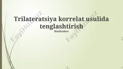 trilateratsiya korrelat usulida tenglashtirish — PPTX