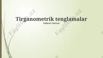 trigonometrik tenglamalar — PPTX
