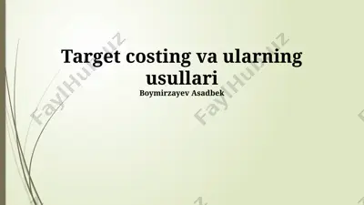 target costing va ularning usullari — PPTX
