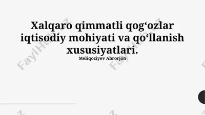 xalqaro qimmatli qog‘ozlar iqtisodiy mohiyati va qo‘llanish xususiyatlari — PPTX