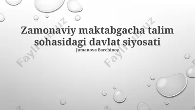 zamonaviy maktabgacha ta'limda davlat siyosati — PPTX