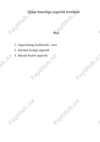 qisqa masofaga yugurish texnikasi — DOC