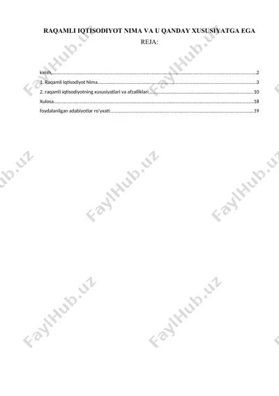 raqamli iqtisodiyot — DOCX