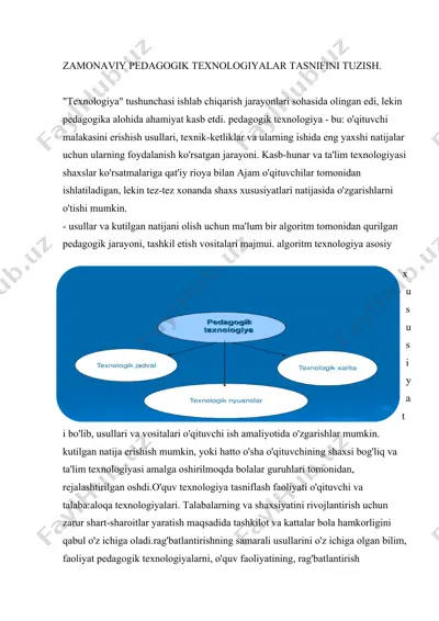 zamonaviy pedagogik texnologiyalar tasnifini tuzish — DOCX