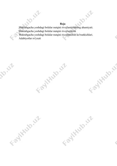 maktabgacha yoshdagi bolalar nutqini rivojlantirish — DOCX