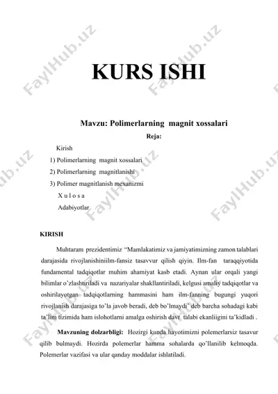 polimerlarning  magnit xossalari — DOCX
