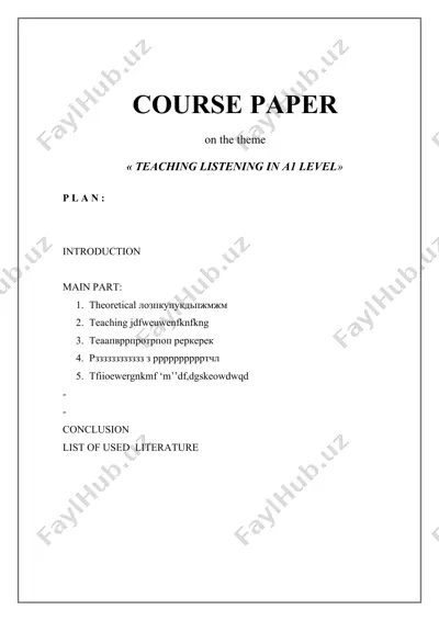 teaching listening in a1 level - course paper — DOCX