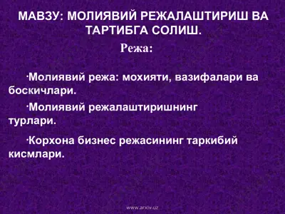 moliyaviy reja va moliyaviy rejalashtirish — PPT