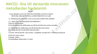 ona tili darslarida innovatsion metodlardan foydalanish — PPT