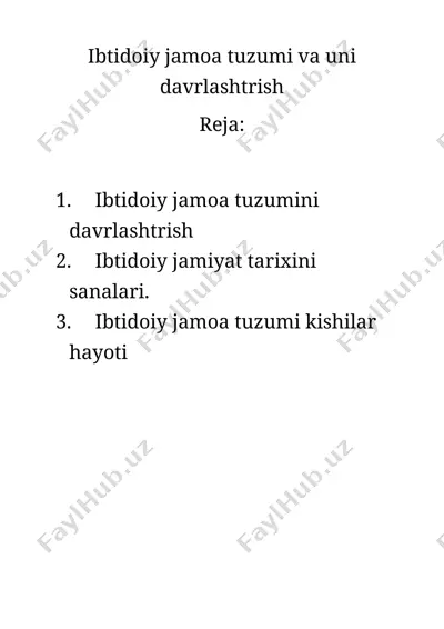 ibtidoiy jamoa tuzumi va uni davrlashtirish — DOCX