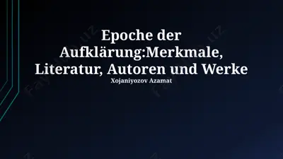 epoche der aufklärung: merkmale, literatur, autoren und werke — PPTX