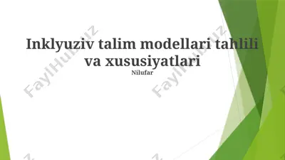 inklyuziv talim modellari tahlili va xususiyatlari — PPTX