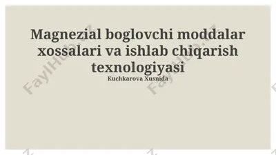 magnezial bog'lovchi moddalar — PPTX