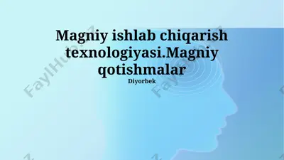 magniy ishlab chiqarish texnologiyasi — PPTX