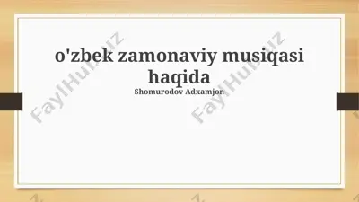 o'zbek musiqasining jahon sahnasi — PPTX