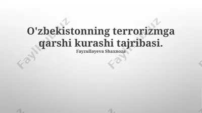 o'zbekistonning terrorizmga qarshi kurashi tajribasi — PPTX