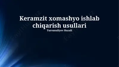 kengaytirilgan loy agregatlari (keramzit) — PPTX
