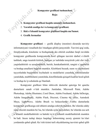 kompyuter grafikasi yordamida grafik muhit — DOCX