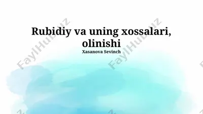 rubidiy va uning xossalari, olinishi — PPTX