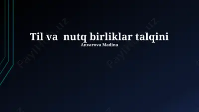 til va nutq birliklar talqini — PPTX