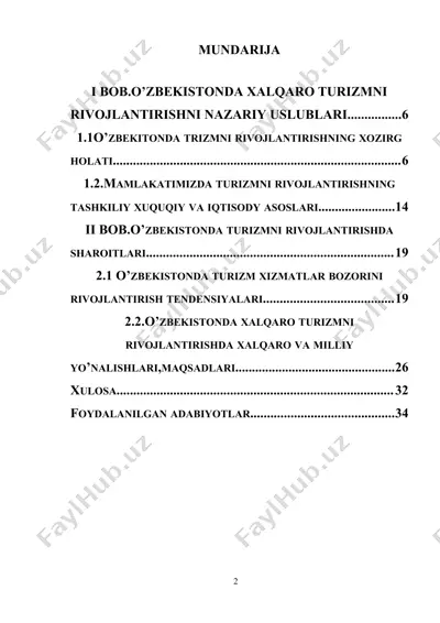 o‘zbekistonada xalqaro turizmni rivojlantirishni nazariy uslublari — DOCX