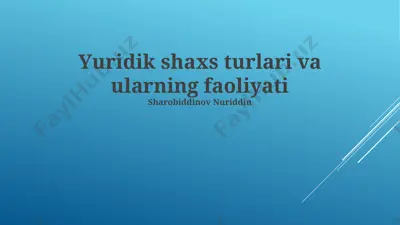 yuridik shaxs turlari va ularning faoliyati — PPTX